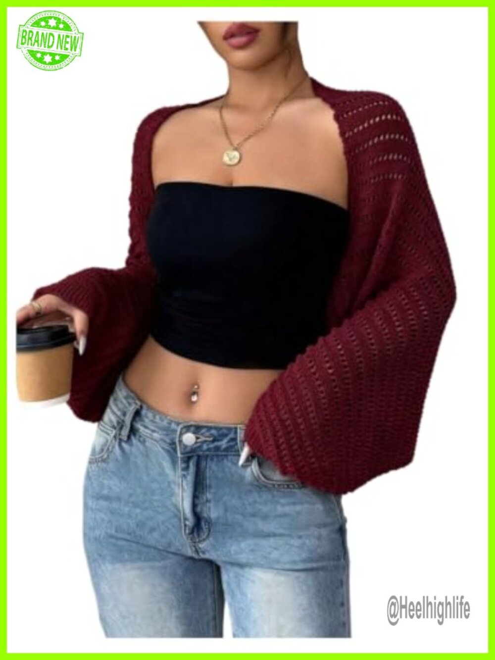 Hollow Out Shrug Bolero Long Sleeve Knitted Lightweight Cardigan